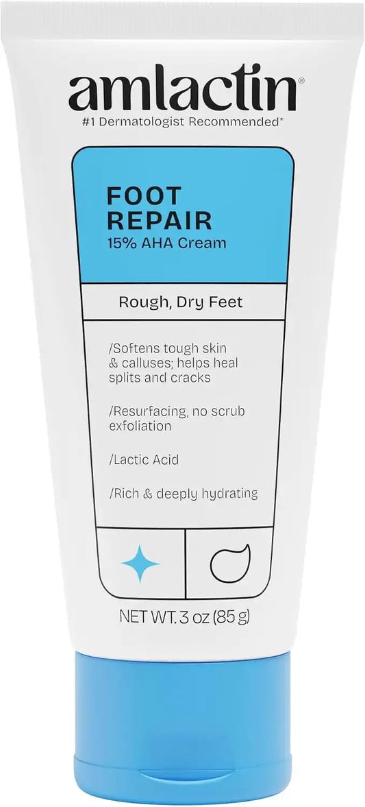 AmLactin Foot Repair Cream, 15% Lactic Acid for Cracked Heels, 3 Ounce (Pack of 12)