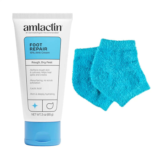 Amlactin Foot Repair Cream with Moisturizing Socks, 15% Lactic Acid, 3 oz